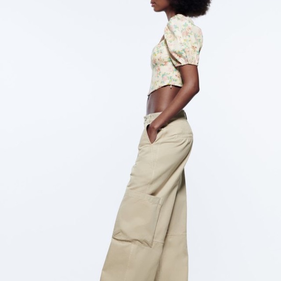 ZARA Floral Puff Sleeves Top - Picture 6 of 12